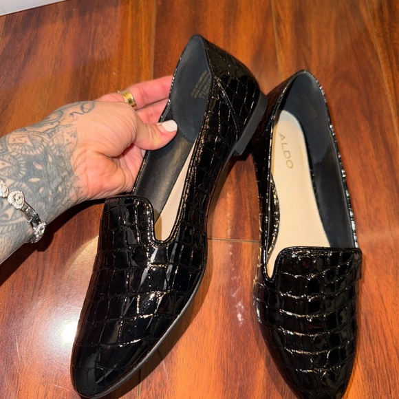 Aldo Black Croc-Embossed Loafers - Picture 6 of 6